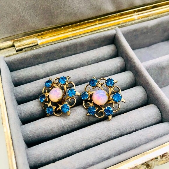 Vintage Opal Rhinestone Scatter pin Brooch Set - Picture 2 of 11